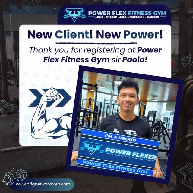 “New Client! New Power!” welcome post for new Power Flex members