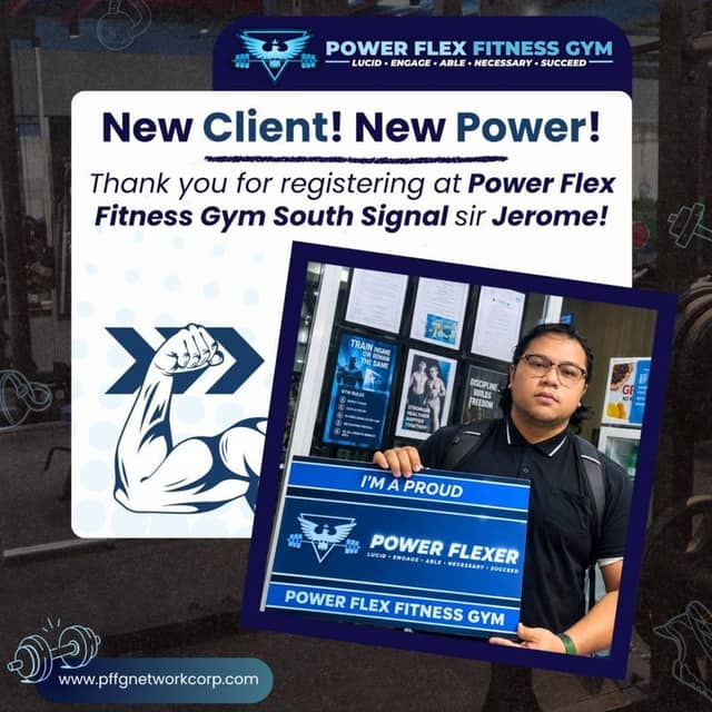 “New Client! New Power!” welcome post for a new member of Power Flex South Signal