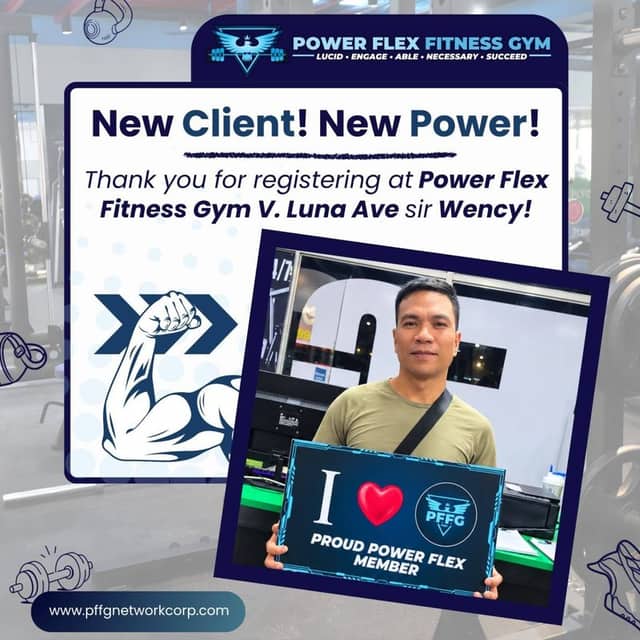“New Client! New Power!” welcome post for a new member of Power Flex V. Luna