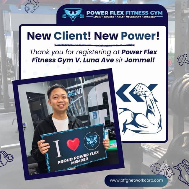 “New Client! New Power!” welcome post for a new member of Power Flex V. Luna