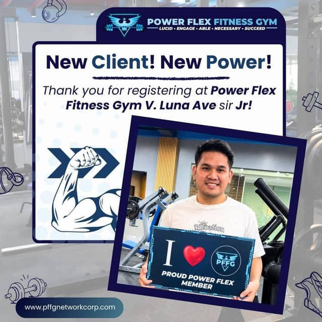 “New Client! New Power!” welcome post for a new member of Power Flex V. Luna